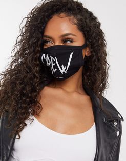 face covering in black crew print