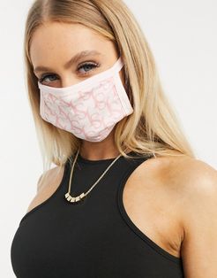 face covering in pink monogram print