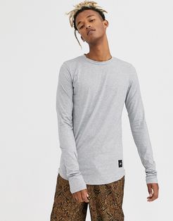 long sleeve zip t-shirt in gray