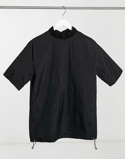 nylon high neck t-shirt in black