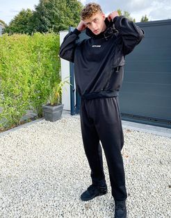 poly-blend jersey hoodie in black