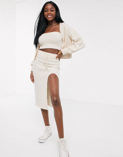 pencil skirt in cable knit two-piece-White