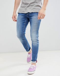 stretch slim jean with crinkle effect in blue