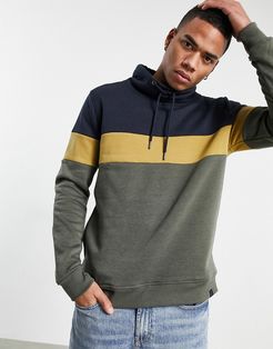 colorblock stripe hoodie in navy