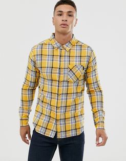 fitted check shirt with pocket-Yellow