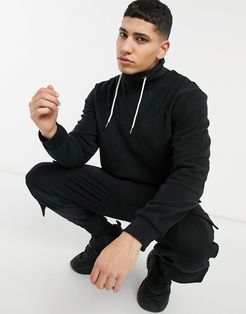mix and match funnel fleece sweatshirt in black
