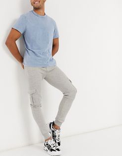 mix and match slim fit cargo sweatpants in gray-Grey