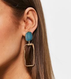 drop earrings with blue stones in gold