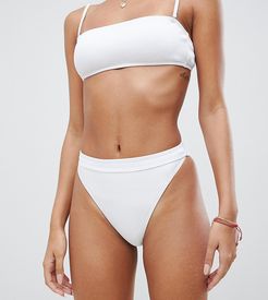 Exclusive mix and match ribbed high leg bikini bottom in white