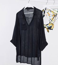 Exclusive oversized beach shirt in black
