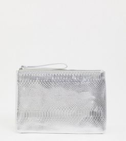 Exclusive snake embossed clutch in silver metallic