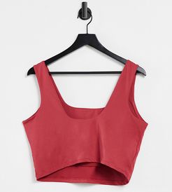 Plus square neck longline crop top in dusty pink