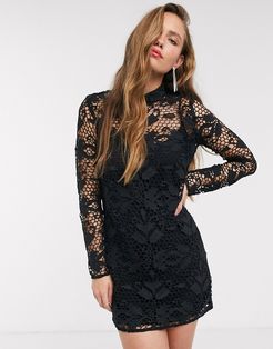 Pleasant Surprise lace shift dress-Black