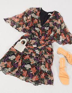 serendipity mini dress in dark based floral-Multi