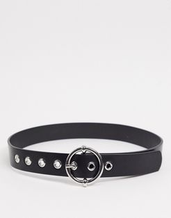 belt with round buckle in black