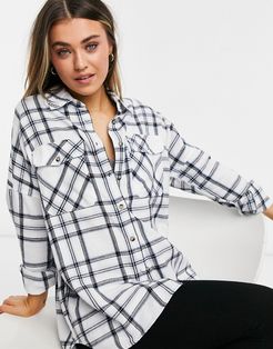 boyfriend shirt in blue and cream plaid-Multi