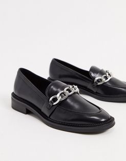 chain detail loafers in black