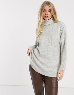 high neck oversized sweater in gray