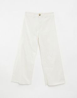 organic cotton cropped wide leg jean in ecru-White