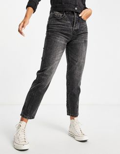 organic cotton mom fit vintage jean in gray wash-Grey