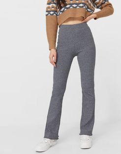 ribbed flare pant in gray-Black