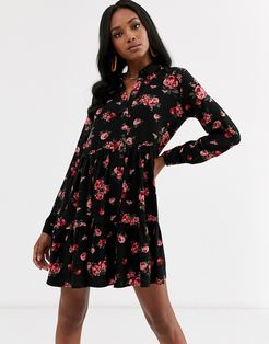shirt dress in floral print-Multi