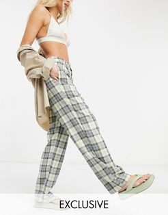 slouchy dad pant in plaid-Multi