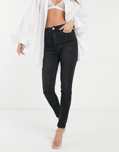 super high waist skinny jean in black