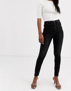 super high waist skinny jean in black