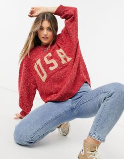 USA sweater in red