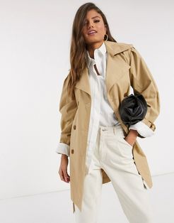 volume sleeve trench coat in camel-Neutral