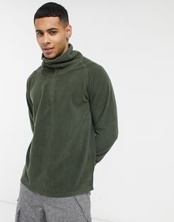 thermal half zip fleece in dark khaki-Green