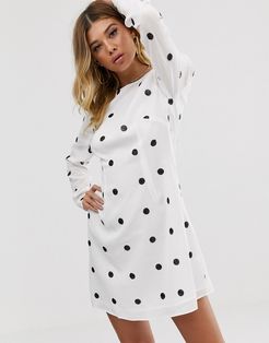 Forget Me Not sequined polka dot shift dress-White