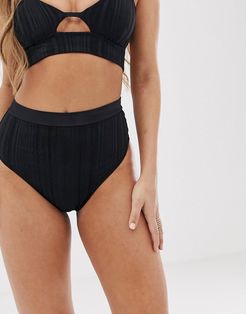 ribbed high waisted bikini bottoms in black