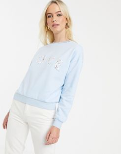 Love slogan sweatshirt-Blue