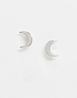 Marlyy moon stud earrings in silver and crystal