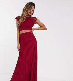 Bridesmaid pleated maxi skirt in wine-Red