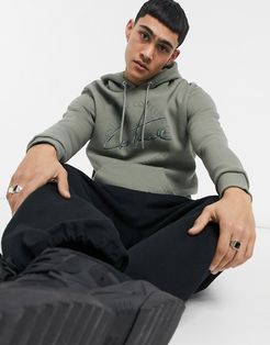 slim fit archive update embroidered hoodie in green