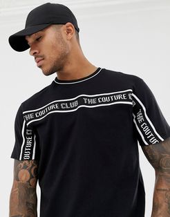 t-shirt with taping logo-Black