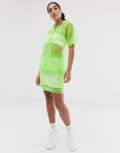 organza mini skirt two-piece-Green