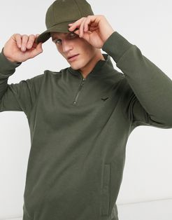 1/4 zip mix and match sweatshirt in dark khaki-Green