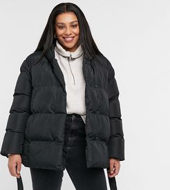 stanley oversized padded jacket with hood and tie waist-Black