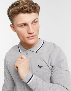 long sleeve polo shirt in gray-Grey