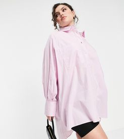 Threadbare Plus Size oversized balloon sleeve shirt dress in lilac-Purple