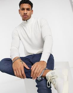 soft touch 1/4 zip sweater in white