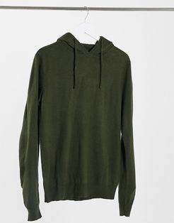 soft touch hooded sweater in dark khaki-Green