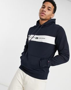 chest stripe logo hoodie in navy