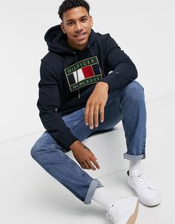 icon badge logo hoodie in navy