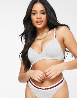 organic cotton lightly lined bralette in gray heather-Grey