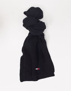 basic flag logo rib scarf in black